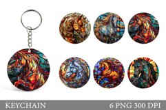Stained Glass Horse Keychain. Horse Keychain Sublimation Product Image 1