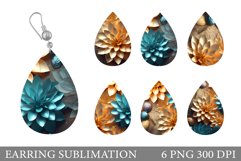 3D Flowers Earring Sublimation. 3D Flowers Teardrop Earring Product Image 1