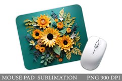 Sunflowers Mouse Pad Sublimation. 3D Flowers Mouse Pad Product Image 1