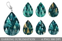 Christmas Tree Earring Sublimation. Teardrop Earring Design Product Image 1