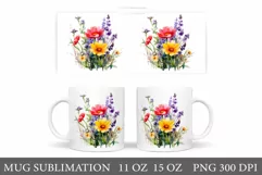 Wildflowers Mug Design. Wildflowers Sublimation. Flowers Mug Product Image 1