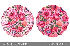 Pink Flower Wind Spinner Sublimation. Flowers Spinner Design Product Image 1
