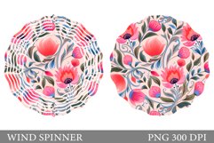 Flowers Spinner Sublimation. Pink Flower Wind Spinner Design Product Image 1