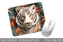 Tiger Mouse Pad Design. Paper Tiger Mouse Pad Sublimation Product Image 1