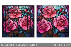 Stained Glass Rose Card. Stained Glass Card Sublimation Product Image 1
