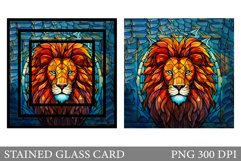 Lion Stained Glass Card Sublimation. Stained Glass Lion Card Product Image 1