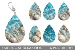 3D Sea Teardrop Earring. 3D Beach Earring Sublimation Product Image 1