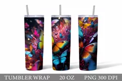 3D Butterflies Tumbler Sublimation. 3D Butterfly Tumbler Product Image 1