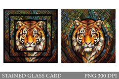 Tiger Stained Glass Card Design. Stained Glass Tiger Card Product Image 1