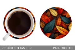 Fall Leaves Round Coaster. Leaves Coaster Sublimation Product Image 1