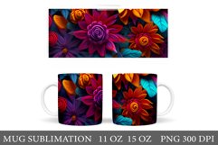 3D Flowers Mug Design. 3D Flowers Mug Wrap Sublimation Product Image 1