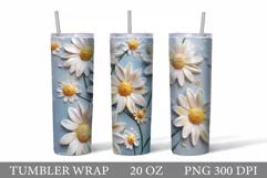 3D Daisies Tumbler Sublimation. 3D Flowers Daisies Tumbler Product Image 1