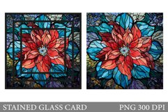 Poinsettia Stained Glass Card. Stained Glass Flower Card Product Image 1