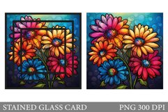 Daisy Stained Glass Card. Stained Glass Rainbow Flower Card Product Image 1