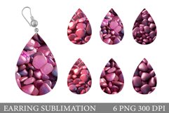 3D Pink Stones Earring . 3D Stones Teardrop Earring Design Product Image 1