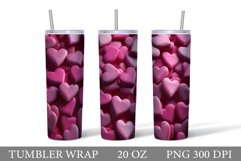 3D Hearts Tumbler Sublimation. 3D Hearts Tumbler Wrap Design Product Image 1