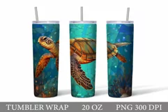 3D Turtle Tumbler Sublimation. 3D Turtle Tumbler Wrap Design Product Image 1
