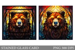 Stained Glass Bear Card Design. Bear Stained Glass Card Product Image 1