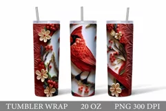 3D Cardinal Tumbler Wrap. Cardinal Quilling Tumbler Wrap Product Image 1