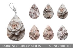 3D Rose Teardrop Earring. Rose Plaster Earring Sublimation Product Image 1