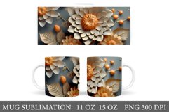 3D Flowers Mug Wrap. 3D Flowers Mug Wrap Sublimation Product Image 1