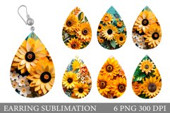 Sunflowers Teardrop Earring. Sunflowers Earring Sublimation Product Image 1
