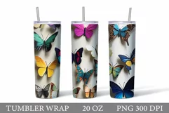 3D Butterfly Tumbler Sublimation. 3D Butterfly Tumbler Wrap Product Image 1