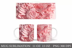 3D Flowers Mug Wrap Design. 3D Flowers pink Mug Sublimation Product Image 1