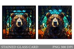 Stained Glass Bear Card Sublimation. Bear Stained Glass Card Product Image 1