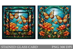 Stained Glass Butterfly Flowers Card Sublimation Product Image 1