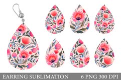 Flowers Earring Sublimation. Flowers Teardrop Earring Product Image 1