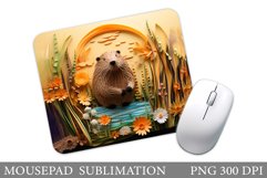 Beaver Mouse Pad Design. 3D Beaver Mouse Pad Sublimation Product Image 1