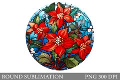 Stained Glass Poinsettia Round Sublimation Product Image 1