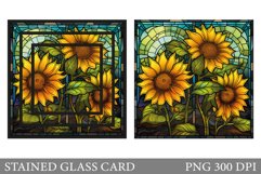 Sunflowers Stained Glass Card. Stained Glass Flowers Card Product Image 1