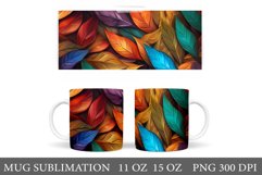 3D Leaves Mug Wrap Design. Leaves Mug Wrap Sublimation Product Image 1