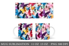 3D Butterflies Mug Wrap Sublimation. 3D Butterfly Mug Wrap Product Image 1