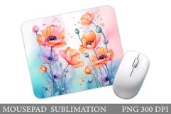 Flowers Mouse Pad Design. Flowers Watercolor Mouse Pad Product Image 1
