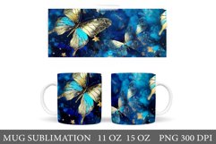 Butterflies Glitter Mug Design. Butterflies Mug Sublimation Product Image 1