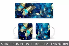 Butterflies Glitter Mug Design. Butterflies Mug Sublimation Product Image 1