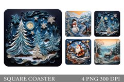 Christmas Square Coaster. Quilling Christmas Coaster Product Image 1