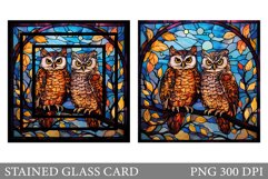 Stained Glass Owl Card. Stained Glass Bird Card Design Product Image 1