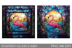 Flamingo Stained Glass Card. Stained Glass Card Design Product Image 1