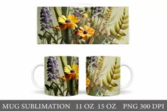 3D Flowers Mug Design. 3D Wildflowers Mug Sublimation Product Image 1