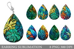 Tropical Leaves Earring. Stained Glass Leaves Earring Product Image 1