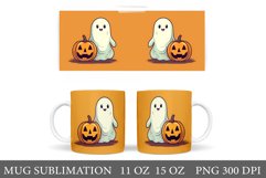Cute Ghost Mug Wrap. Cute Halloween Mug Wrap Sublimation Product Image 1