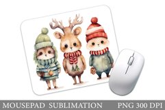 Christmas Animals Mouse Pad. Cute Animals Mouse Pad Design Product Image 1