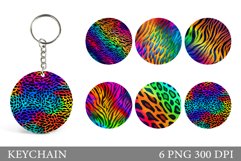 Neon Leopard Keychain Sublimation. Neon Abstract Keychain Product Image 1