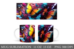 3D Butterflies Mug Sublimation. 3D Butterflies Mug Wrap Product Image 1