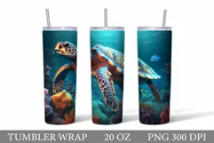 3D Turtle Tumbler Wrap Design. 3D Turtle Tumbler Sublimation Product Image 1