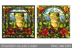 Stained Glass Frog Card. Frog Stained Glass Card Sublimation Product Image 1